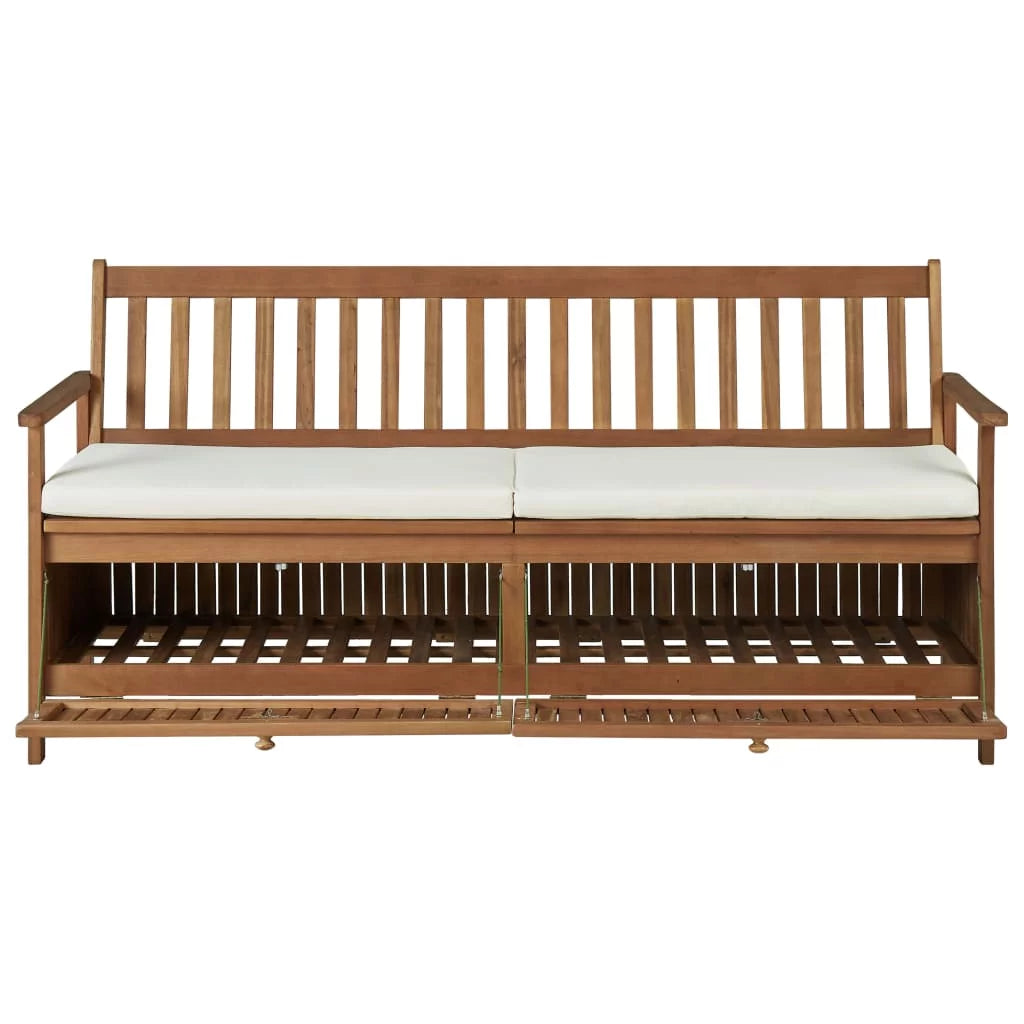 Solid Acacia Wood Storage Bench with Cushion T161808