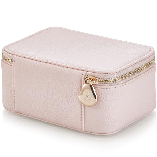 Green PU Leather Small Jewelry Case with 6 Zipper Velvet Bags L836