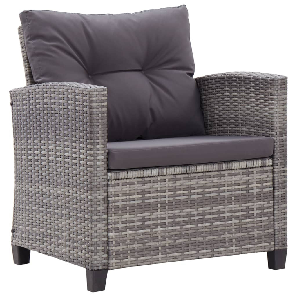6 Piece Patio Sofa Set with Cushions Dark Gray Poly Rattan Steel Frame K963