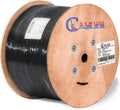 Cat6a Riser Bulk Ethernet Cable 1000ft CMR Rated Spool Solid Bare Copper 23AWG UTP Black O7869