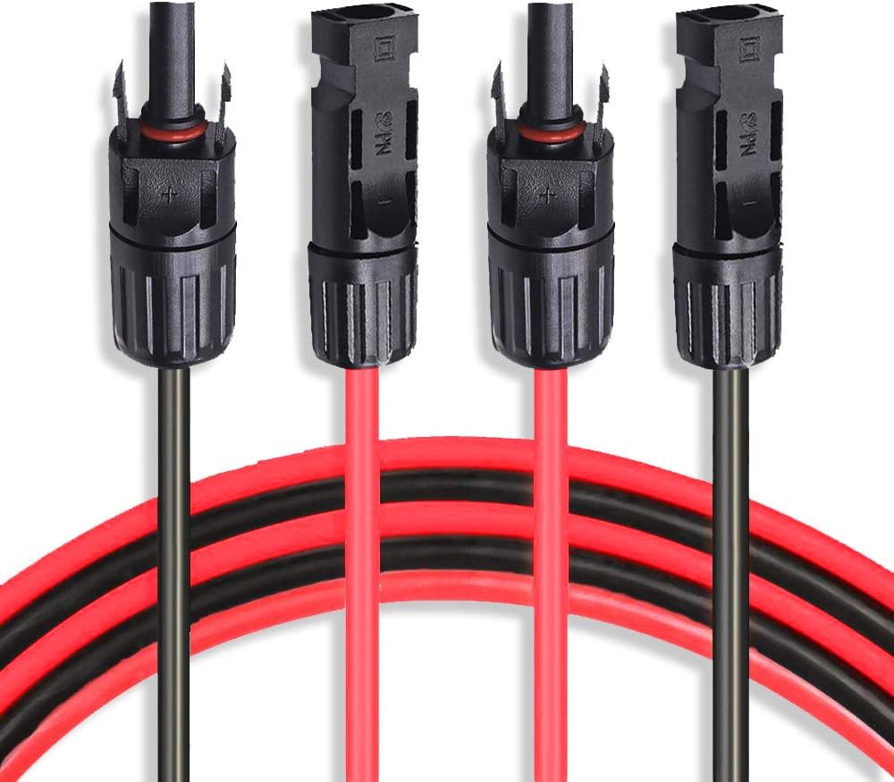 20 Feet 10AWG Solar Extension Cable Wire with Female and Male Connector, 10 Gauge (6mm²) Adaptor Kit Tool (20FT Red + 20FT Black) P34616