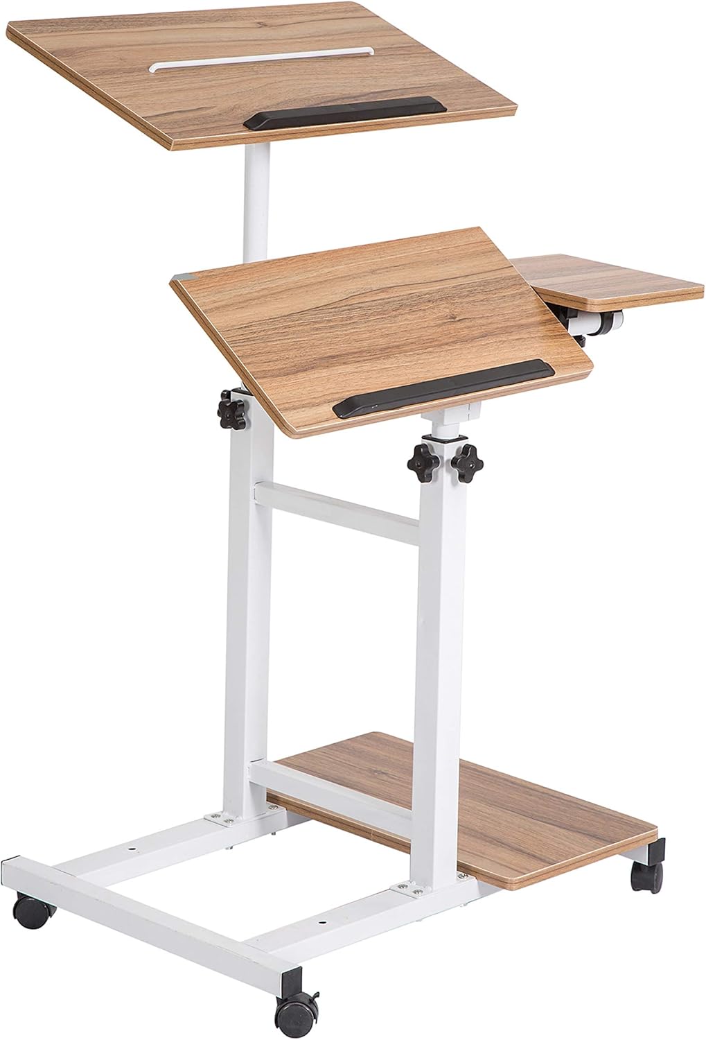 Black Height Adjustable Standing Desk with Carpet Wheels X4448