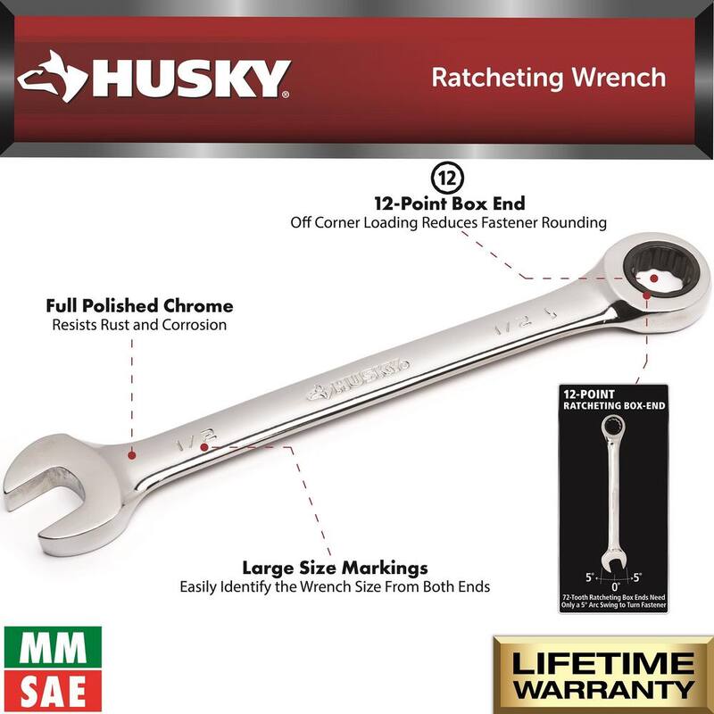 20-Piece SAE/MM Ratcheting Combination Wrench Set I437659