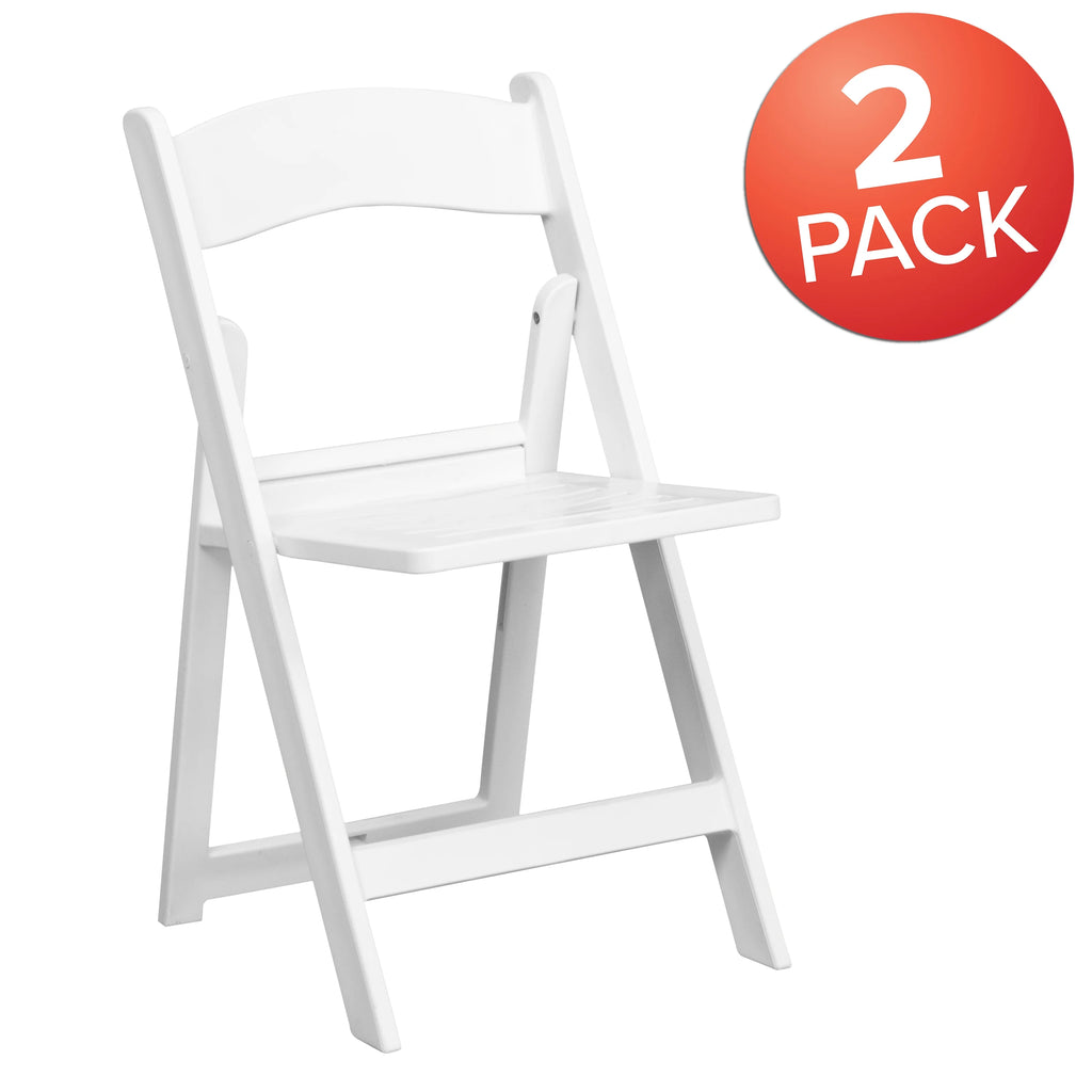 2 Pack 800 lb. Capacity White Resin Folding Chair D890