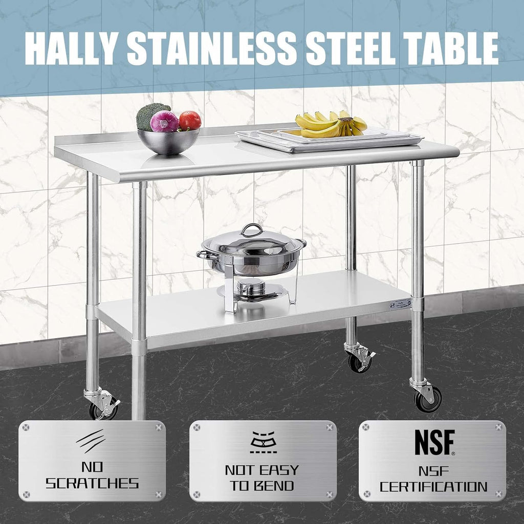 Stainless Steel Table 24 x 48 Inches with Caster Wheels S857510