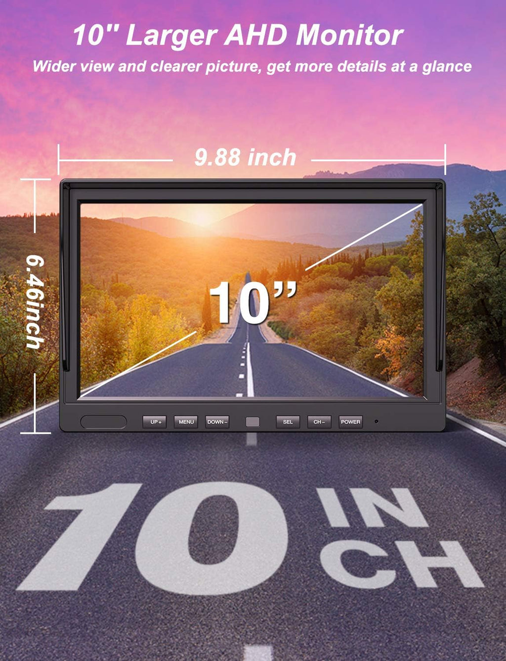 10 Monitor 4 Channel Waterproof Backup Camera System V9250