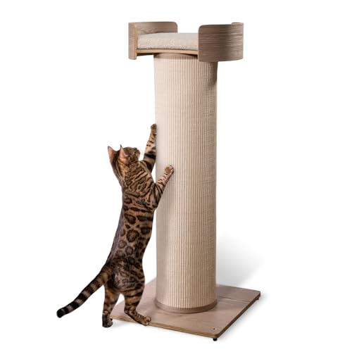 Giant Scratching Tower with Perch, 44.5" Height with Replaceable Sisal and Removable Bed J9116