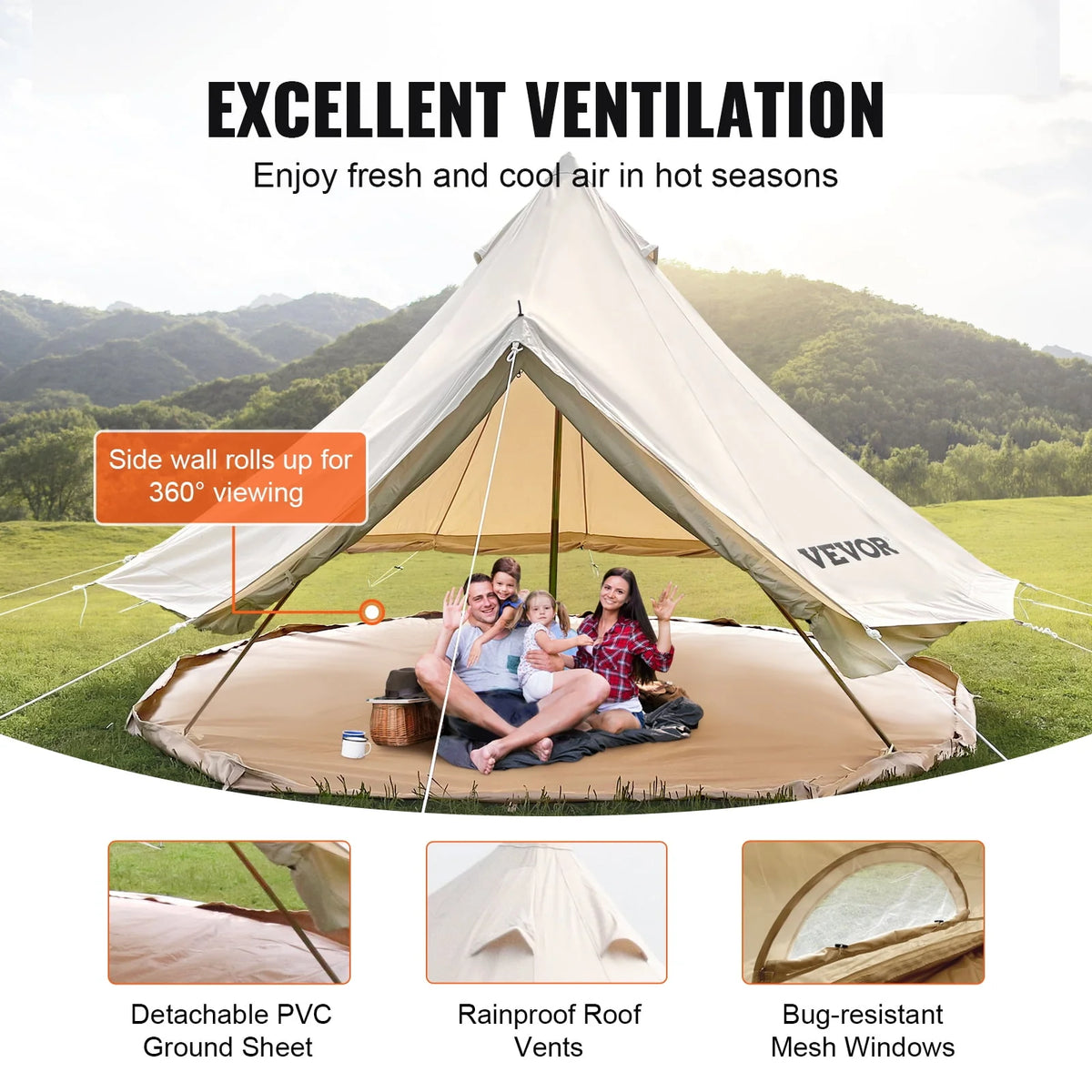 Cotton Canvas Waterproof Bell Tent S2475