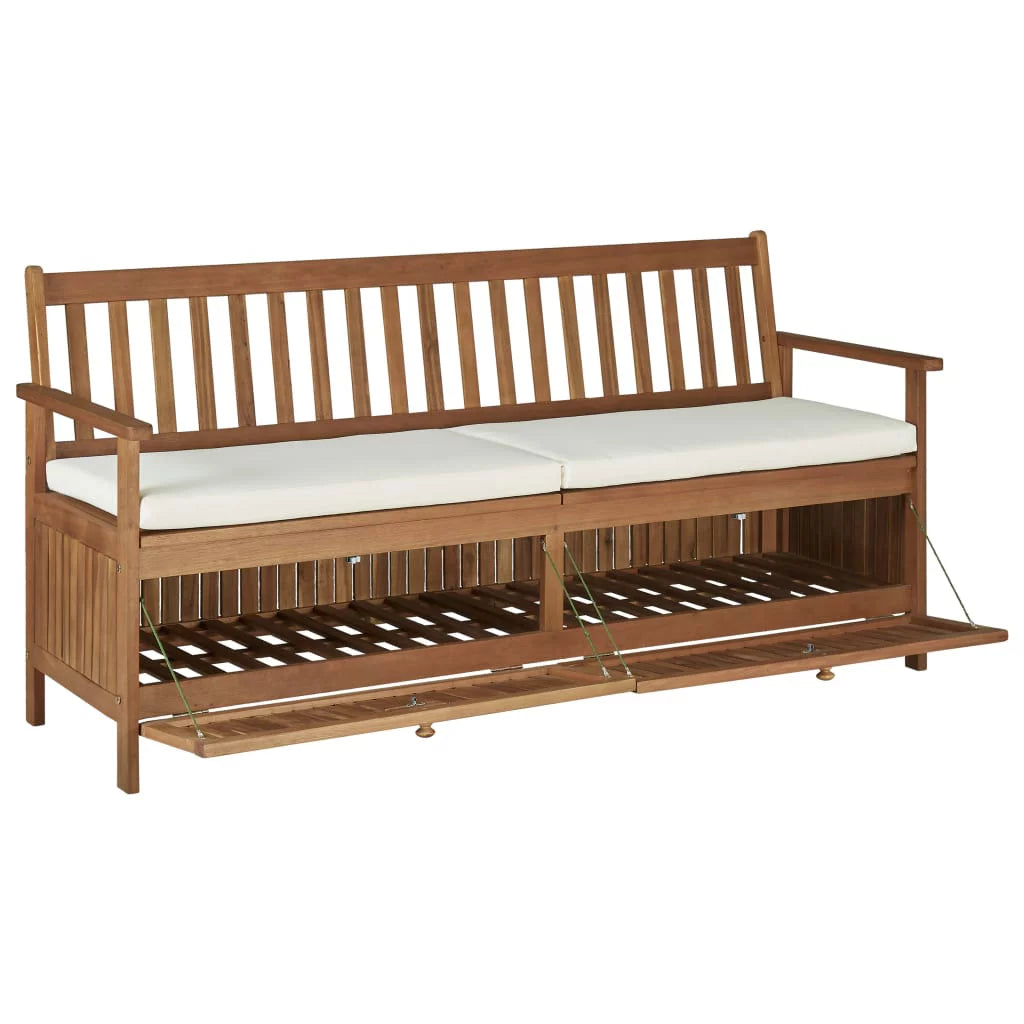 Solid Acacia Wood Storage Bench with Cushion T161808