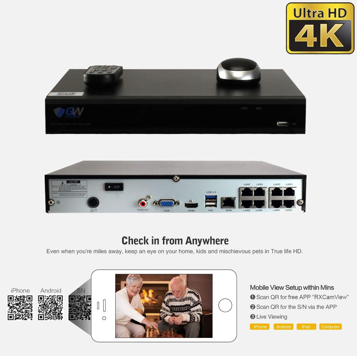 8 Channel 4K PoE NVR Security Camera System with 8 x 4K IP Dome Camera K991