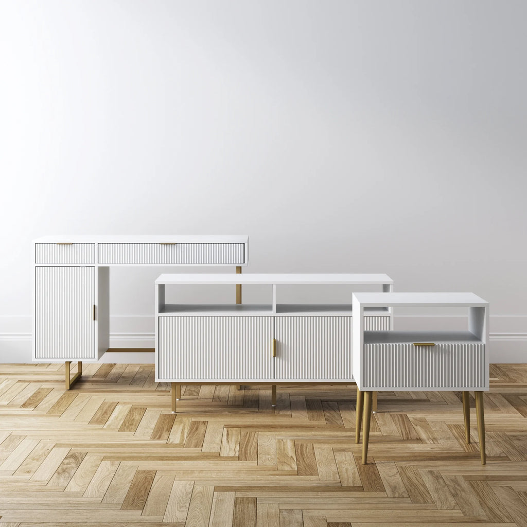 White Computer Desk with Drawers and Cabinet Storage R999