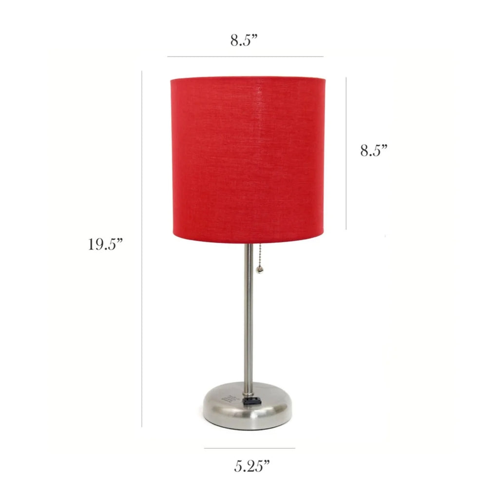 Stick Lamp with Outlet and Fabric Shade Two Pack Set M1548