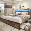 Queen Metal Platform Bed Frame with Storage Headboard and 4 Drawers G537461