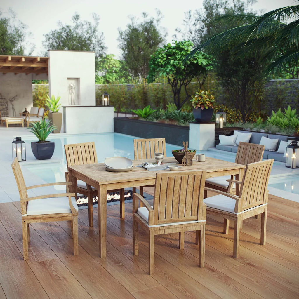 7 Piece Outdoor Patio Teak Dining Set Q5856