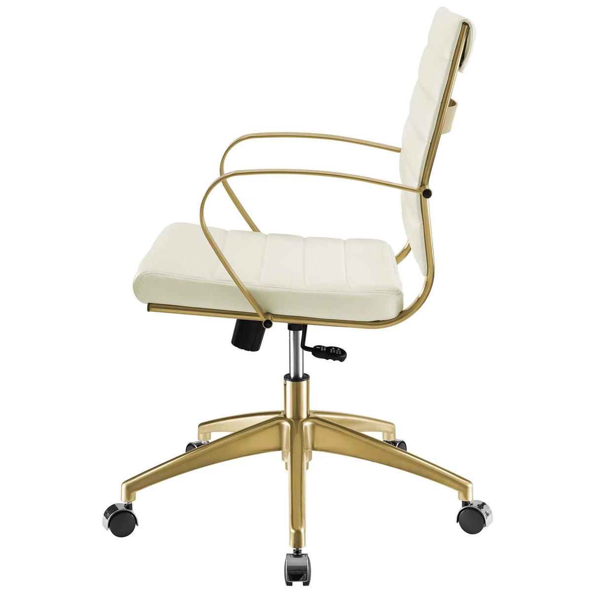 Gold White Faux Vinyl Leather Aluminum Office Chair N4160