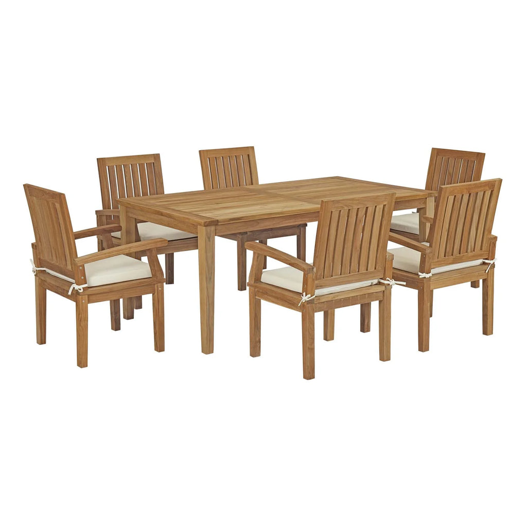 7 Piece Outdoor Patio Teak Dining Set Q5856