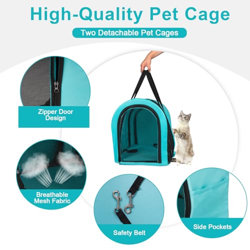 Grey Double Pet Stroller with 4 Wheels and 2 Detachable Carrier Cages S2464