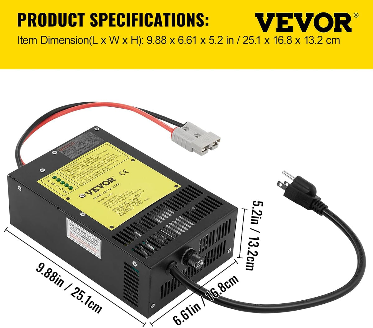 110 Volt AC to 12 Volt DC 1100W Power Converter Charger 60 Amp E809