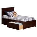 Twin-XL Walnut Hardwood Storage Platform Bed M28274