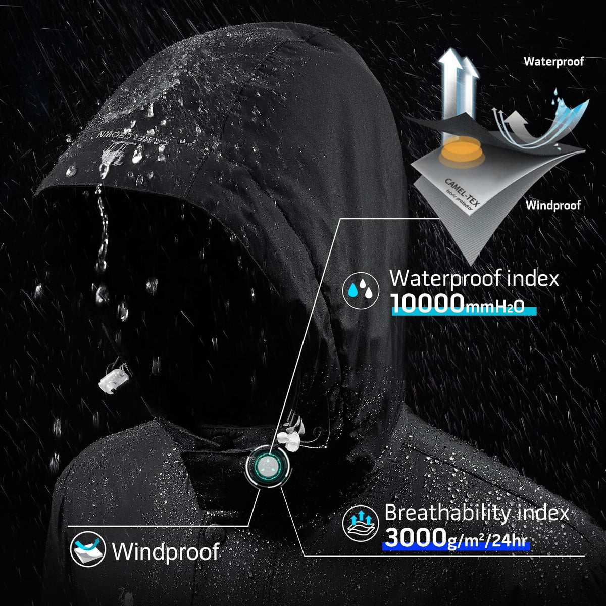 Waterproof Ski Jacket with Detachable Hood H1242