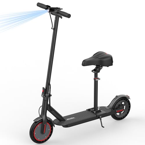Electric Scooter with Seat, 19MPH, 21-Mile Range, 350W Motor, 8.5" Solid Tires, Dual Brake System, Folding E-Scooter K6793