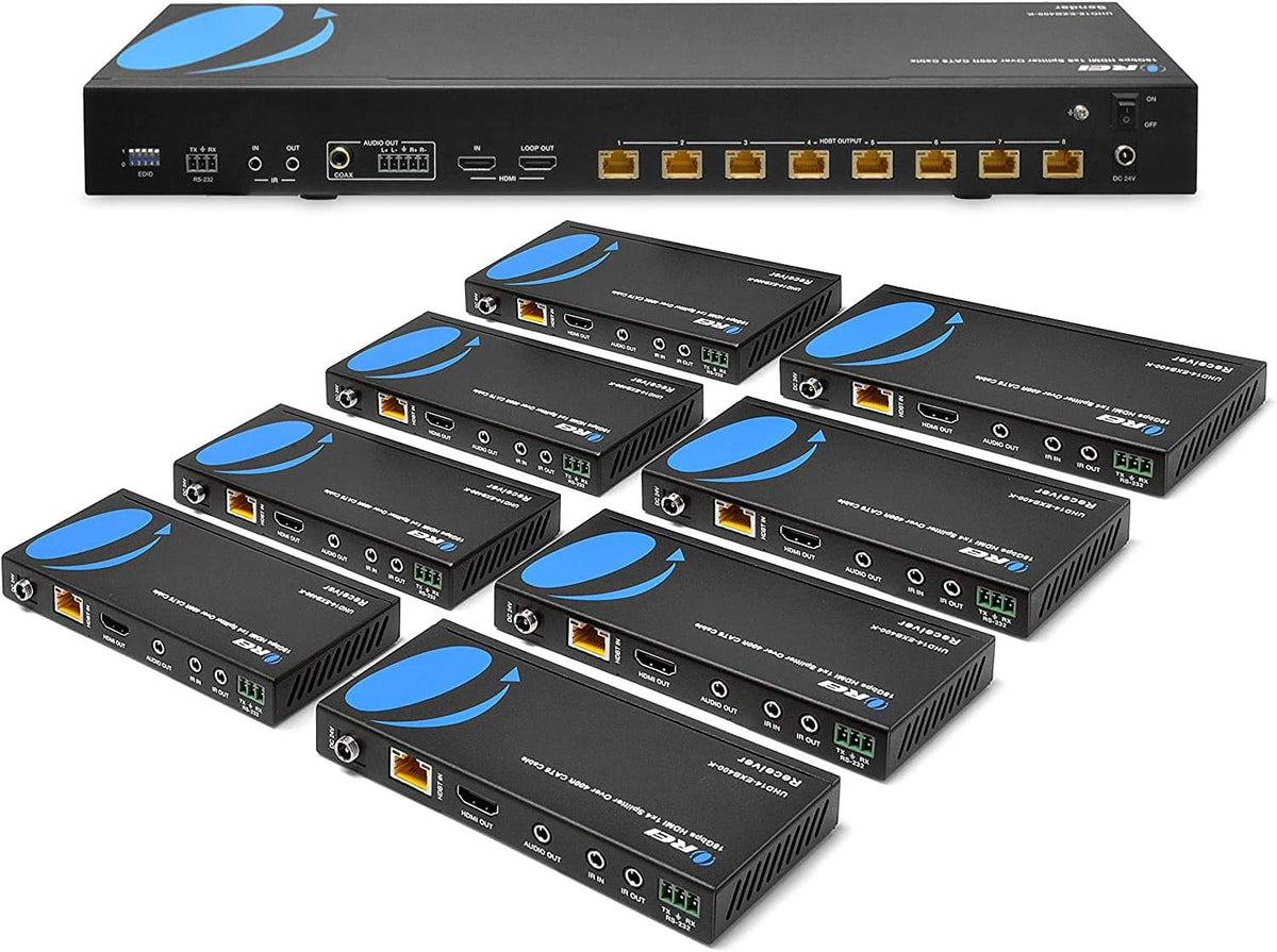 1x8 HDMI Extender Splitter HDBaseT 4K Over Single Cable CAT6/7 with IR Remote R192410