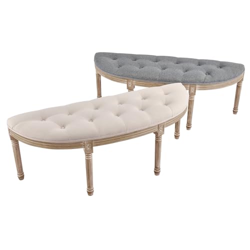 Beige Upholstered Tufted Window Bench H5976