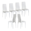 White Fireproof Leather Dining Chairs Set of 6 D1002