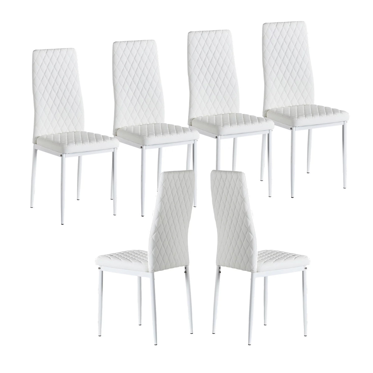 White Fireproof Leather Dining Chairs Set of 6 D1002