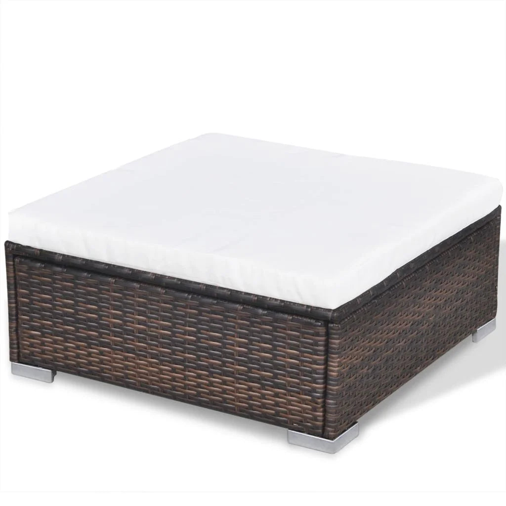 10 Piece Brown Poly Rattan Sectional Cushioned Sofa Set with Coffee Table and Ottoman P5722