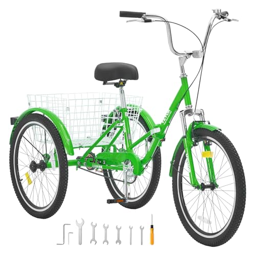 24-Inch Carbon Steel Folding Tricycle with Basket U4200
