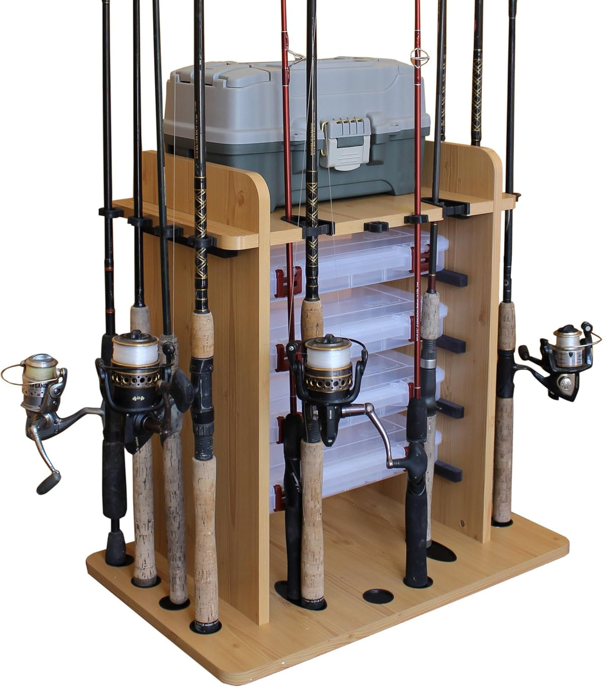 14 Fishing Rod Rack with 4 Utility Box Storage E412637