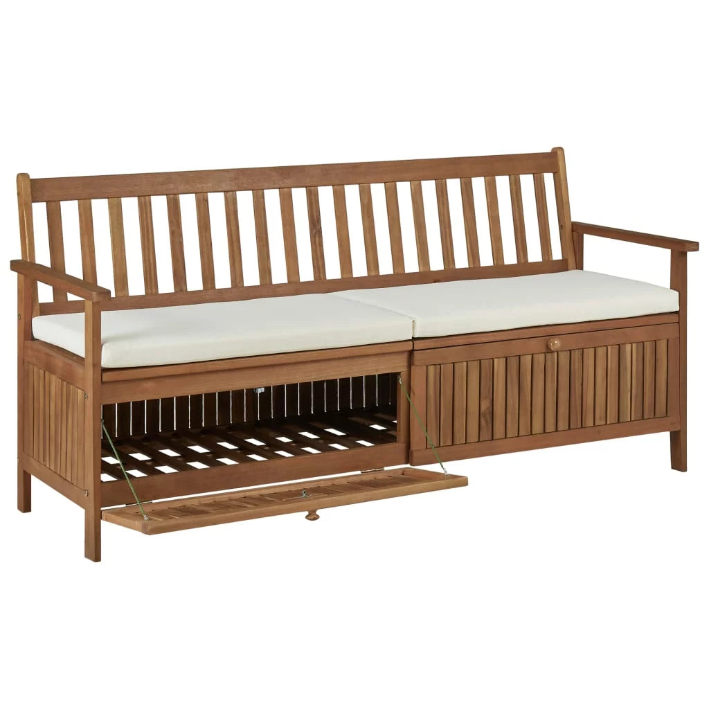 Solid Acacia Wood Storage Bench with Cushion T161808