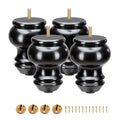 4 Inches Turned Concave Solid Wood Furniture Legs with Adjustable Leveler V5487