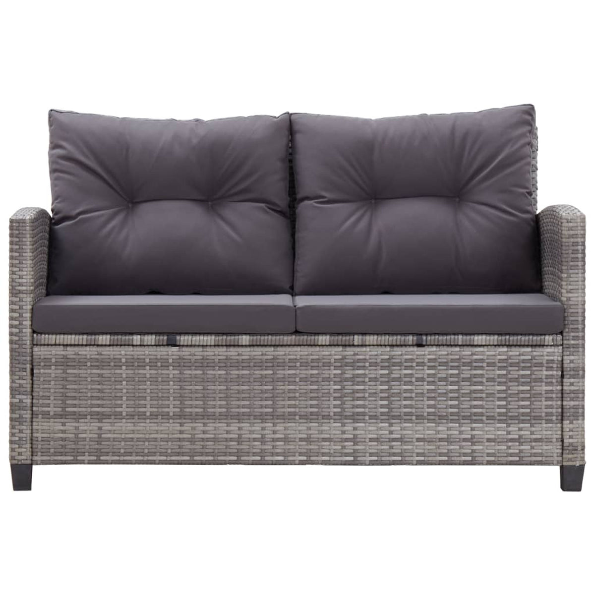 6 Piece Patio Sofa Set with Cushions Dark Gray Poly Rattan Steel Frame K963