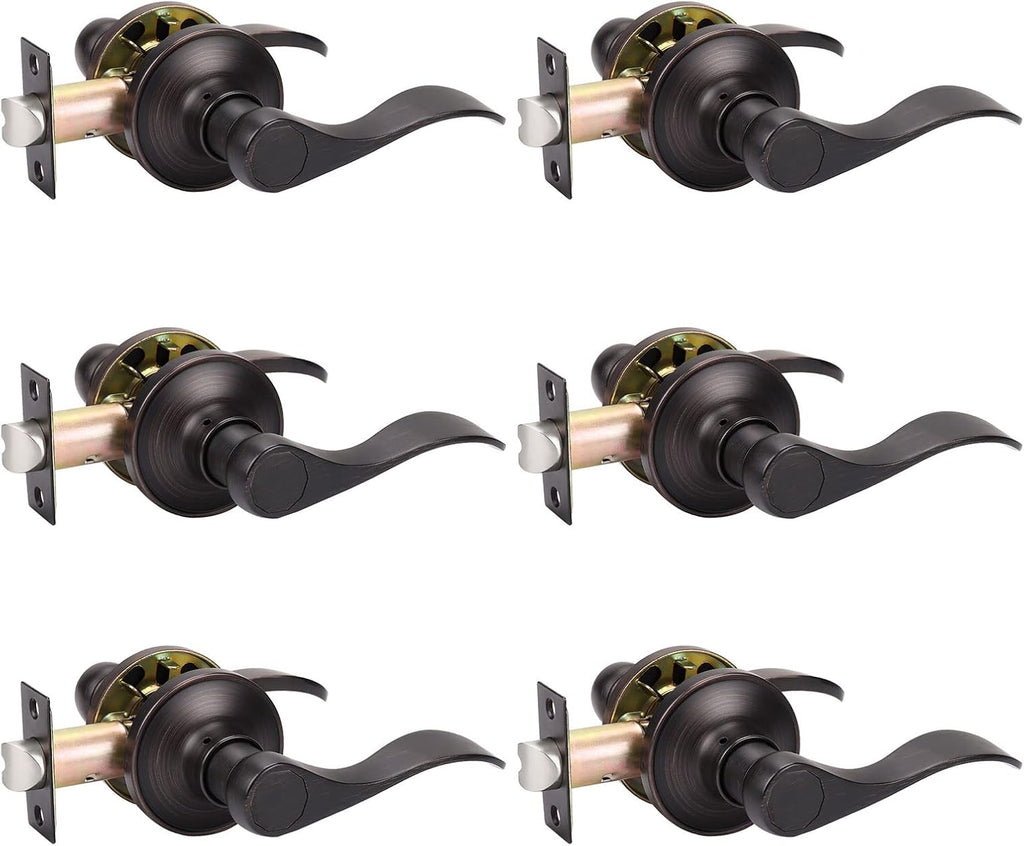 4 Pack Non-Locking Door Lever Set with Oil Rubbed Bronze Finish U285