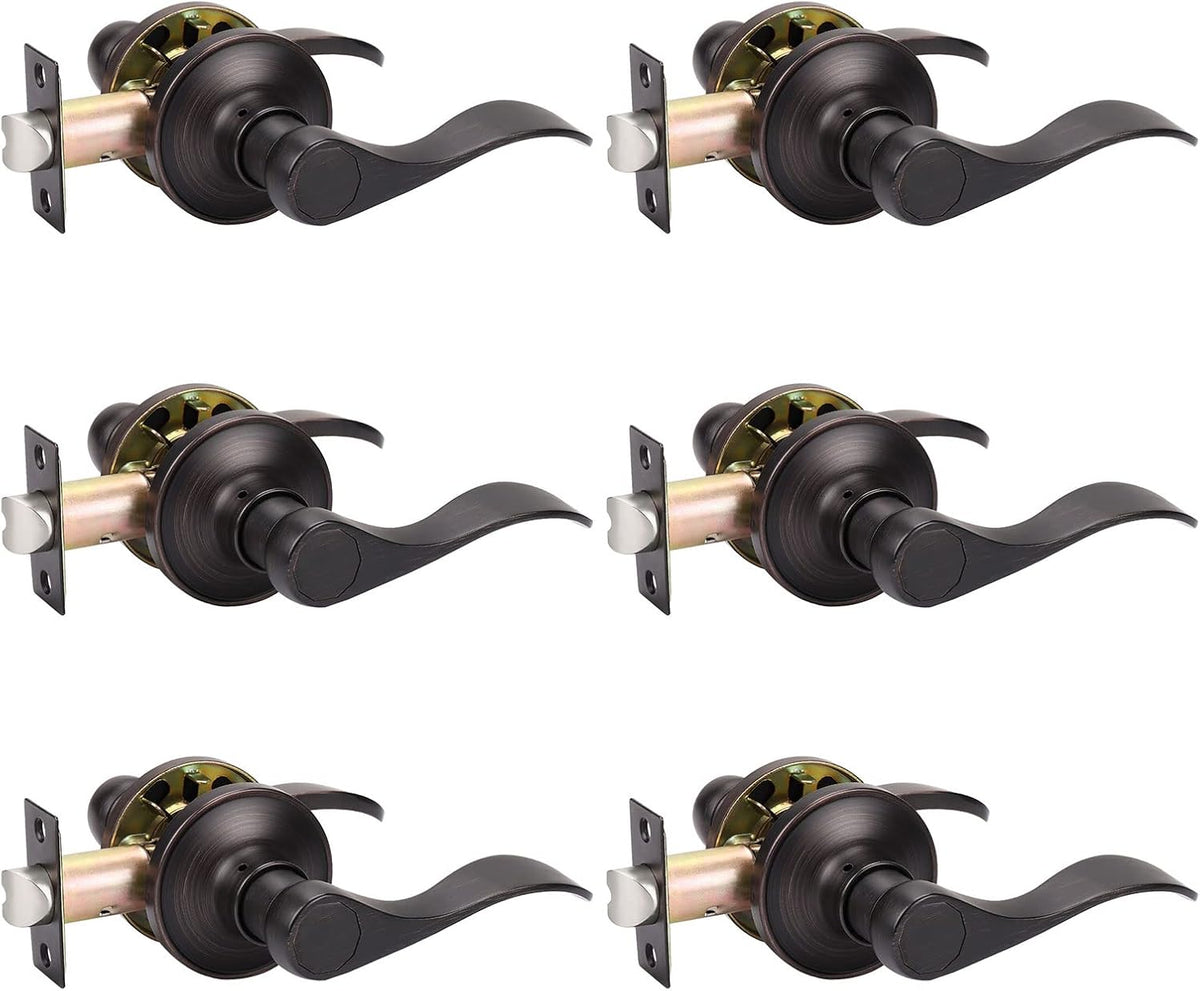 4 Pack Non-Locking Door Lever Set with Oil Rubbed Bronze Finish U285