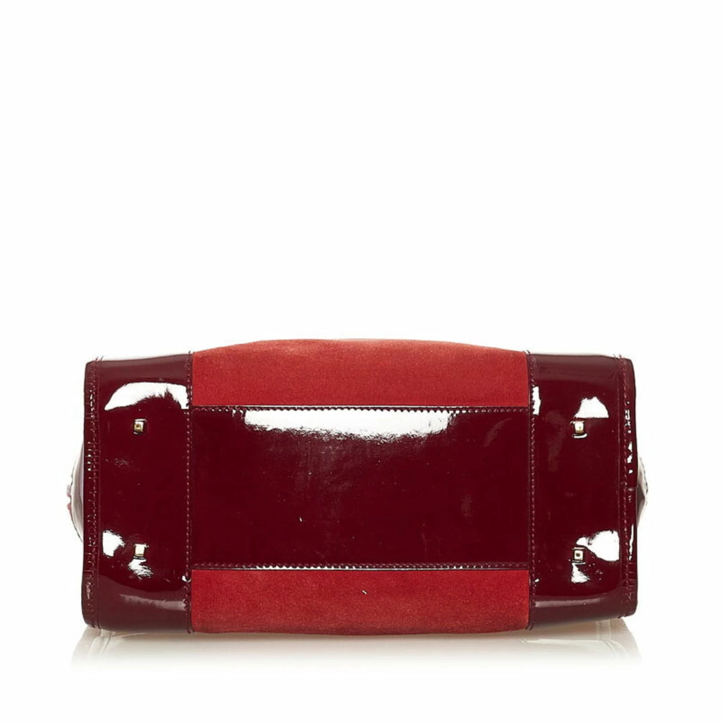 Red Suede Enamel Handbag L7090