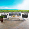 White Gray 4 Piece Outdoor Aluminum Sectional Sofa Set Z68339