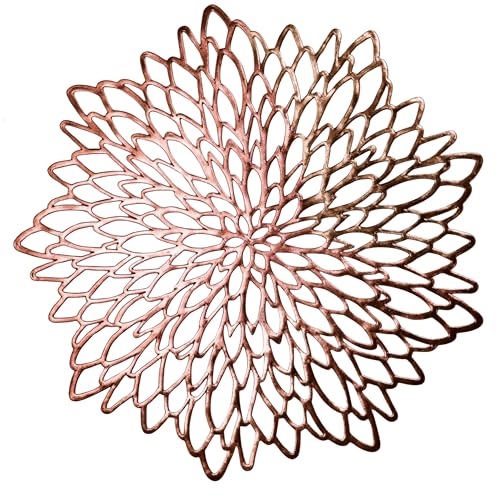 6 Pack Silver Metallic Glitter Vinyl Round Placemats W36008
