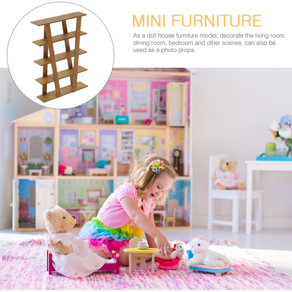 Walnut Wooden Dollhouse Cabinet Bookshelf Y700809