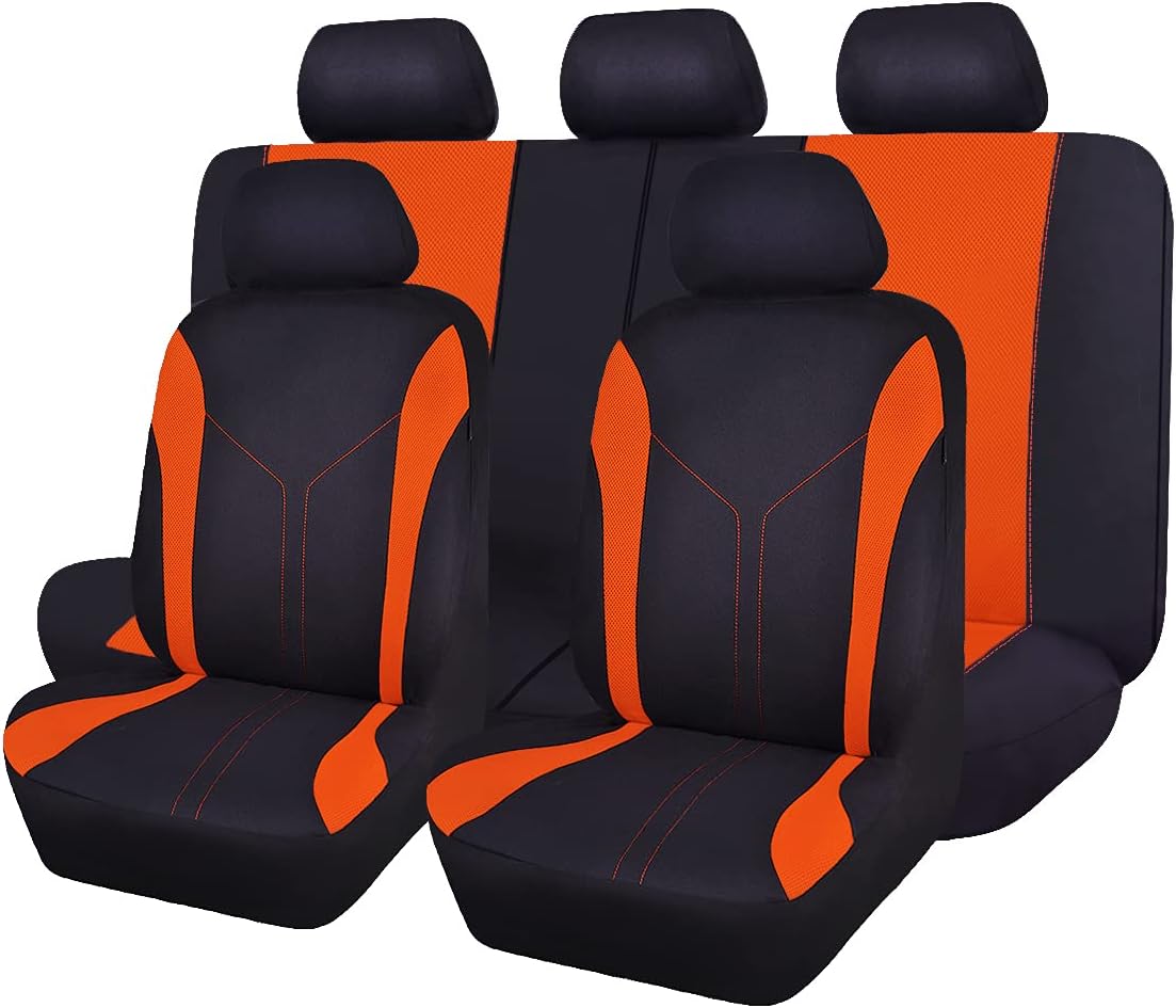 Black Pink Polyester Car Seat Covers N343174