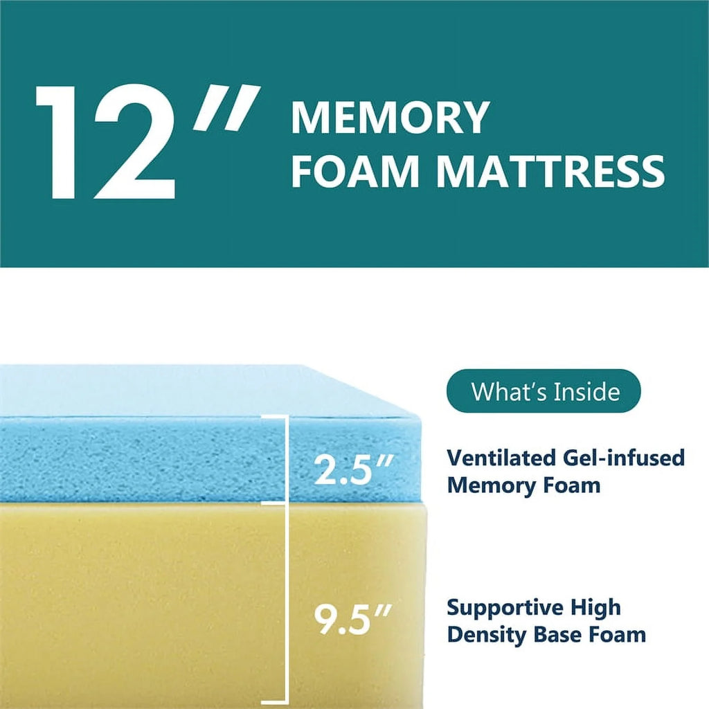 White Twin Platform Bed with Memory Foam Mattress K507310