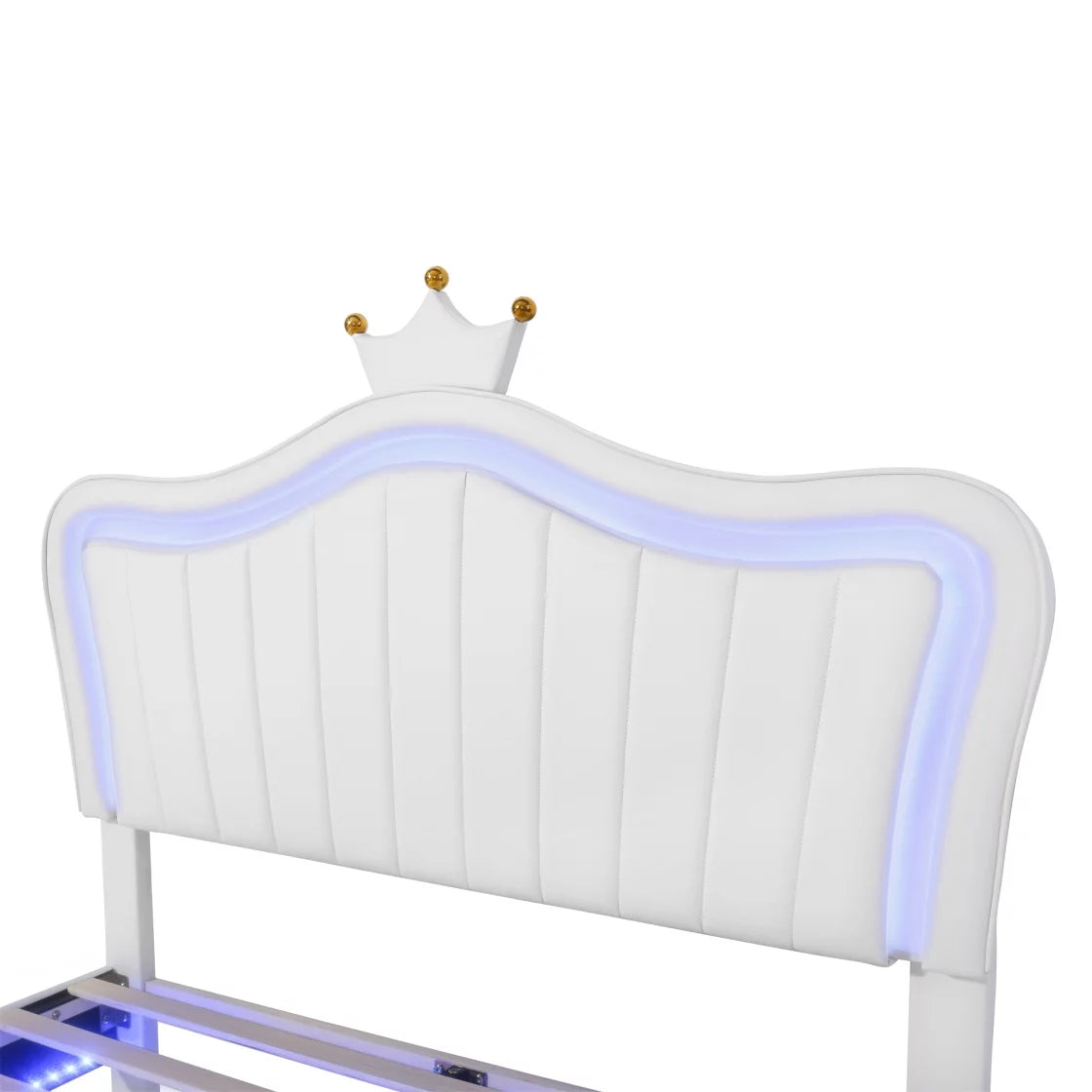 White Full Size Upholstered Platform Bed with LED Lights Y979953