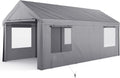 Enclosed Car Canopy 10x20*9.38ft with 4 Windows, 180g PE Cover, Detachable Walls & Doors I932