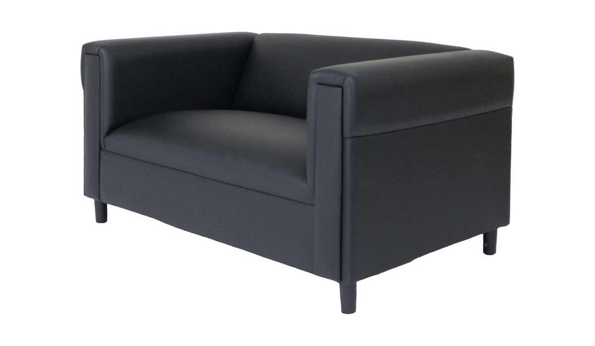 Black Faux Leather Loveseat Sofa with Solid Wood Frame O5055