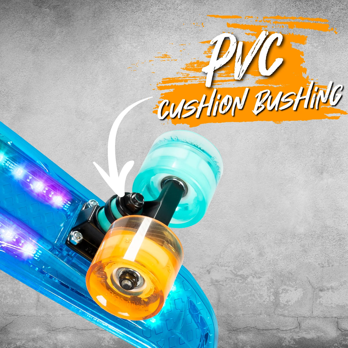 Light-up Skateboard Mini Cruiser 62mm Wheels Complete Board Orange A51167