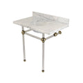 36x22 Carrara Marble Bathroom Console Vanity with Acrylic Pedestal E5693