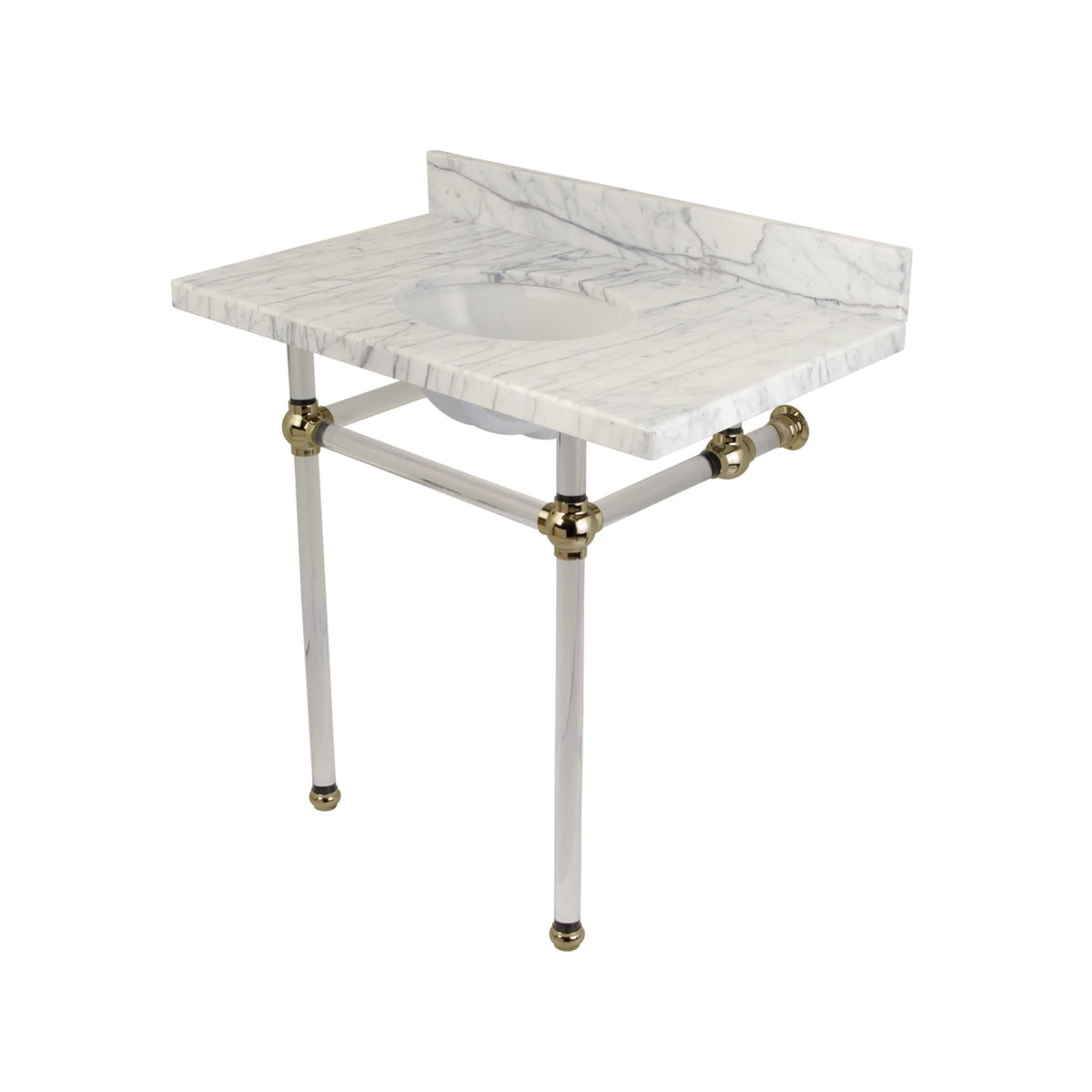 36x22 Carrara Marble Bathroom Console Vanity with Acrylic Pedestal E5693