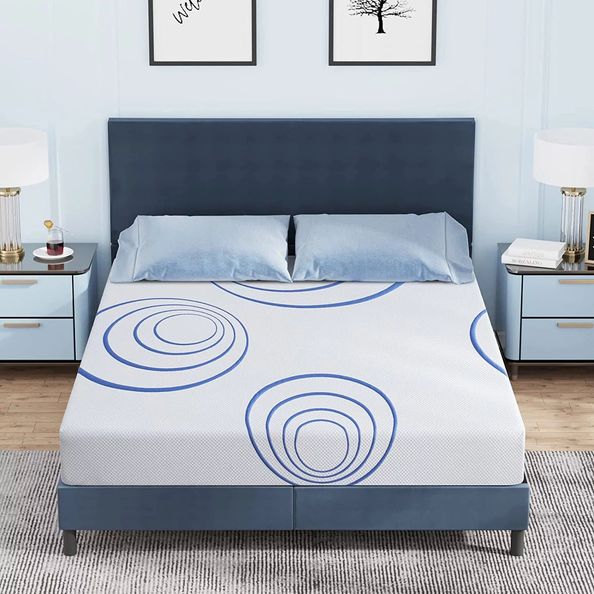 King 8 Inch Bamboo Charcoal Gel Memory Foam Mattress I255